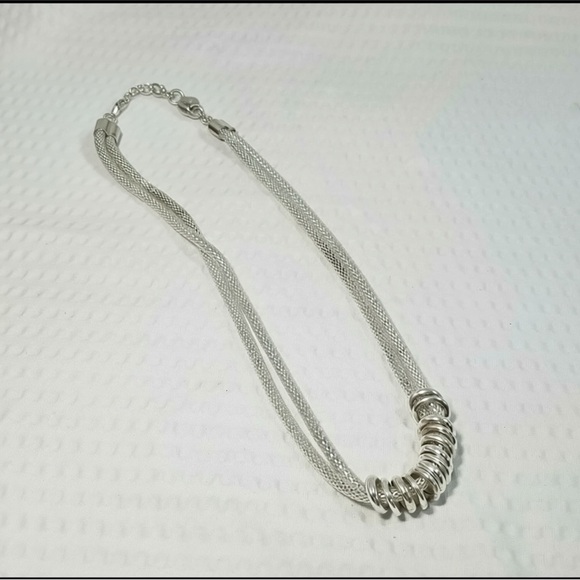 Silver Multi-Strand Ring Accent Necklace - Women Jewelry - Picture 2 of 6